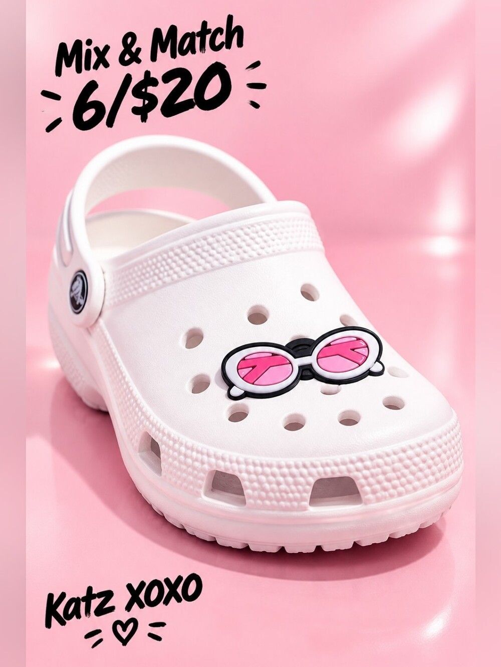 Pink Sunglasses Croc Shoe Charm Retro Round Shades Girly Y2K Jibbitz Style Cool